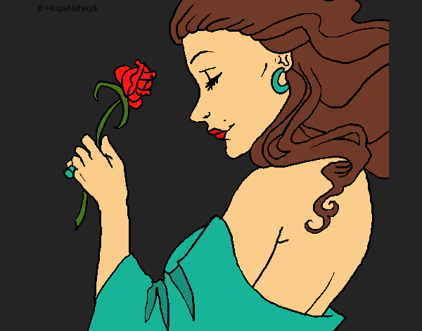 Desenho Princesa com uma rosa pintado por Missim