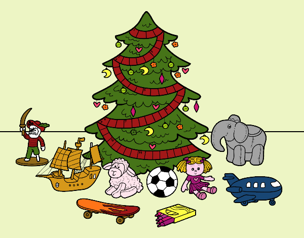 Desenho Árvore de Natal e brinquedos pintado por yasmimramo