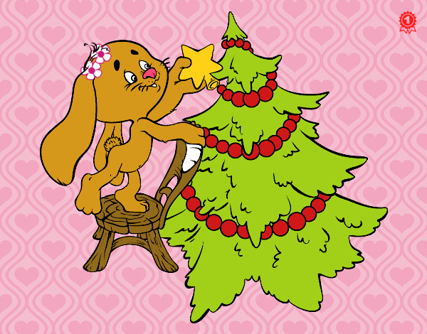 Coelho que decora a árvore de Natal