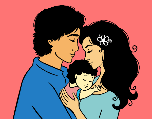 Desenho Família abraço pintado por mariocimar