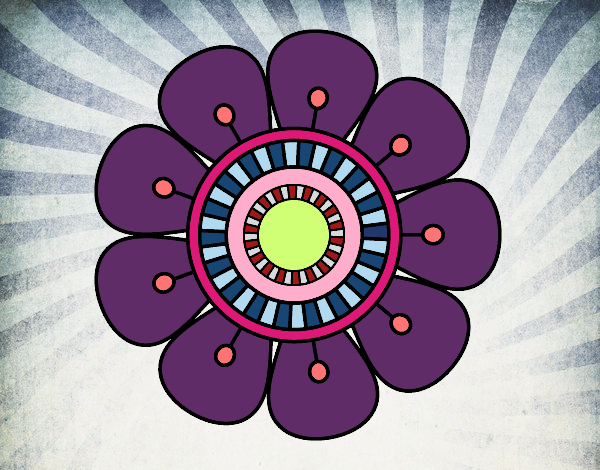 Desenho Mandala em forma de flor pintado por VanessaSou