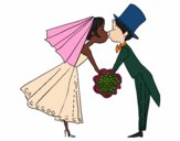 Desenho Marido e mulher se beijando pintado por danielt