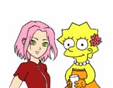 Desenho Sakura e Lisa pintado por Jujuli
