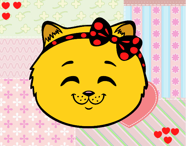 Desenho Cara de gatinha feliz pintado por novinha