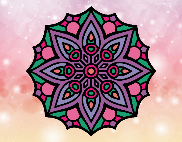 Desenho Mandala simetria simples pintado por novinha