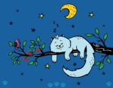 Desenho O gato ea luna pintado por novinha