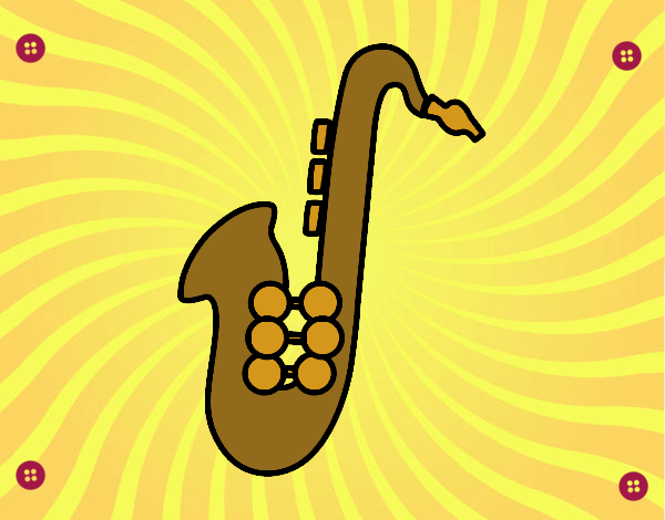 Desenho Saxofone alto pintado por iniciante