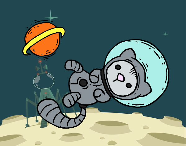 Desenho de Gatito astronauta para Colorir - Colorir.com