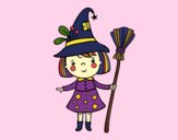 Desenho Menina bruxa do Halloween pintado por Roflor