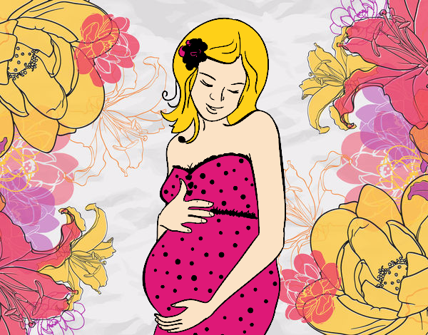 Desenho Mulher gravida feliz pintado por Gisla