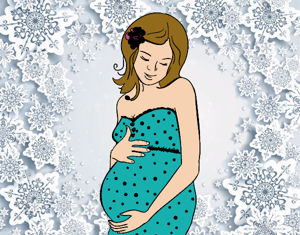 Desenho Mulher gravida feliz pintado por Gisla