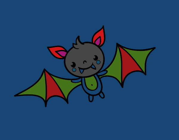 Desenho Um morcego do Halloween pintado por palma