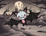 Desenho Um morcego do Halloween pintado por dirce