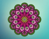 Desenho Mandala flor e folhas  pintado por JCalsolari