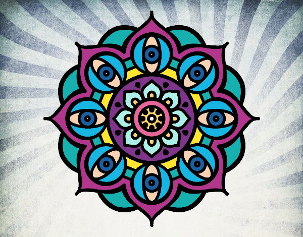 Desenho Mandala olhos pintado por Gisla