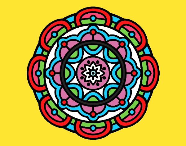 Desenho Mandala para relaxamento mental pintado por carmasiana