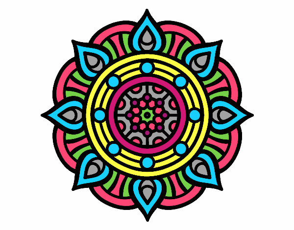 Desenho Mandala pontos de incêndio pintado por LoloK