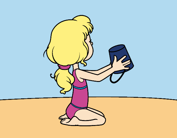 Desenho Menina que joga na praia pintado por Gisla