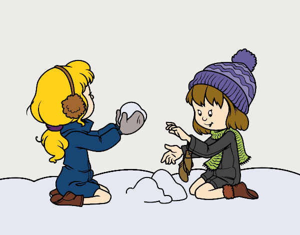 Desenho Meninas que jogam com neve pintado por Gisla