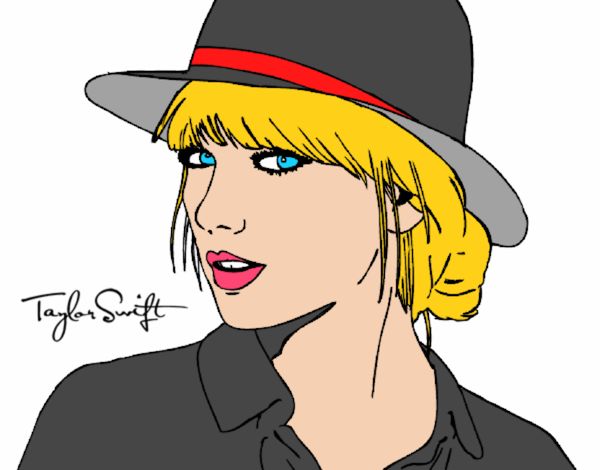 Desenho Taylor Swift com chapéu pintado por vasquez9