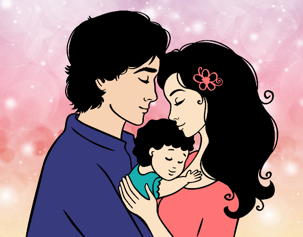 Desenho Família abraço pintado por Gisla