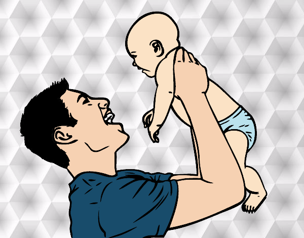 Desenho Pai e bebê pintado por Gisla