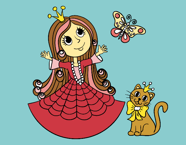  Princesa com o gato e borboleta