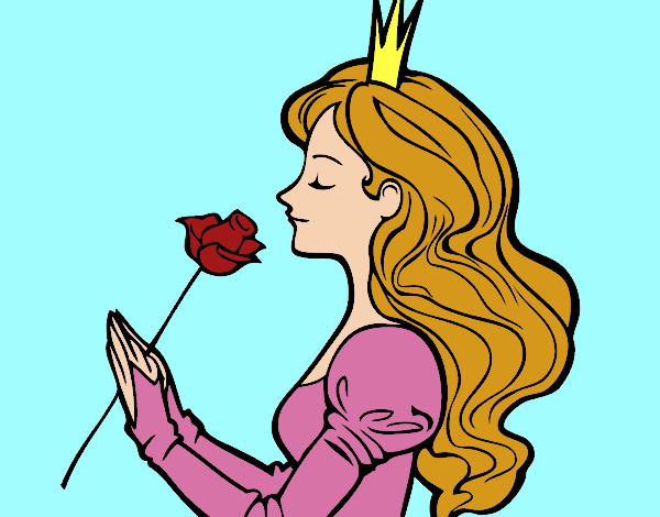 Desenho Princesa e rosa pintado por CamilaMR