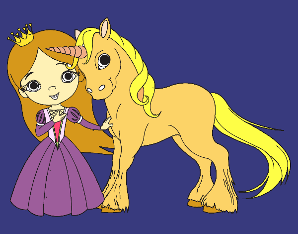 Desenho Princesa e unicórnio pintado por Clarice1