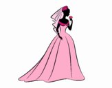 Desenho Vestido de casamento i véu  pintado por Silma 
