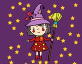 Desenho Menina bruxa do Halloween pintado por bellabinas