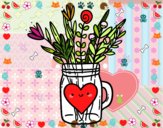 Desenho Pote com flores silvestres e um coração pintado por AnabethFlo