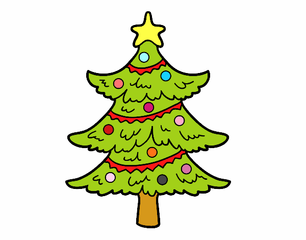 Desenho Árvore de Natal decorada pintado por Nayelly 