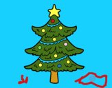 Desenho Árvore de Natal decorada pintado por palma