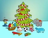 Desenho Árvore de Natal e brinquedos pintado por boyartista
