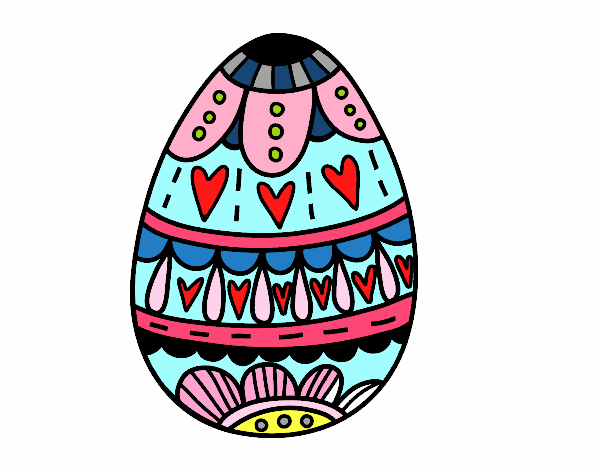 Desenho Ovo da páscoa com corações pintado por Nayelly 