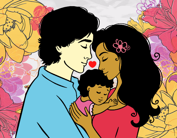 Desenho Família abraço pintado por AndressaBR