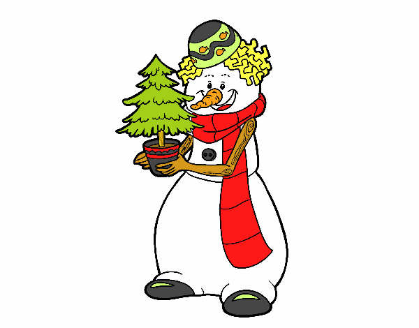 Desenho Boneco de neve com árvore de Natal pintado por heikroni