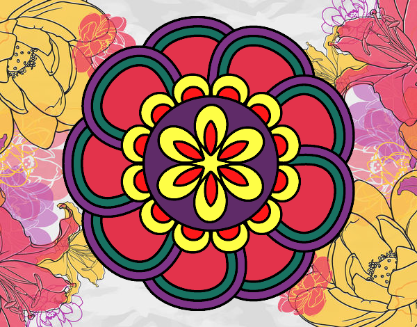 Desenho Mandala pétalas pintado por ceciliaz