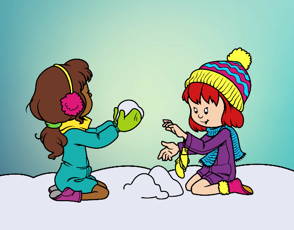 Desenho Meninas que jogam com neve pintado por soraya lim