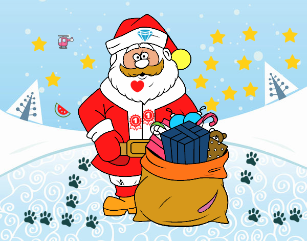 Natal papai noel com desenho de saco colorido