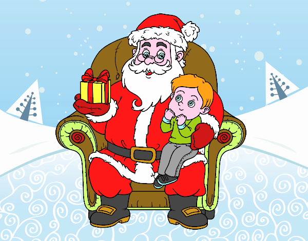 Desenho Papai Noel e da criança do Natal pintado por heikroni