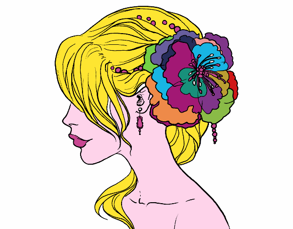 Desenho Penteado de casamento com flor pintado por ELIDA222