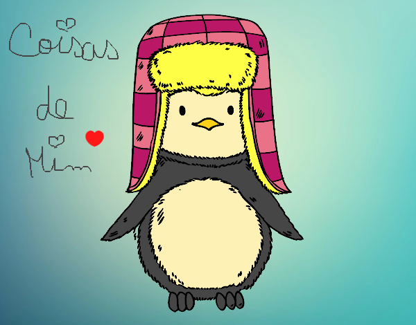 Desenho Pinguim com chapéu pintado por CoisasDeMi