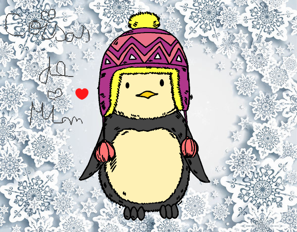 Desenho Pinguim do bebê com chapéu pintado por CoisasDeMi