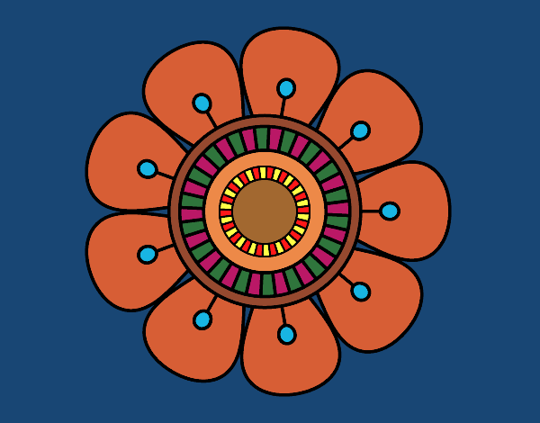 Desenho Mandala em forma de flor pintado por ceciliaz