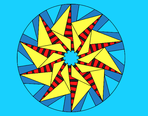 Desenho Mandala sol triangular pintado por ceciliaz