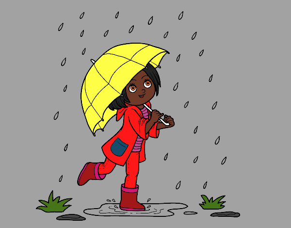 Desenho Menina com guarda-chuva na chuva pintado por danielt
