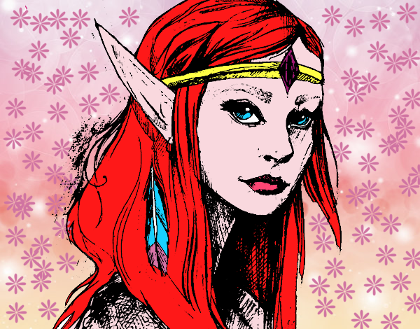 Desenho Princesa elfo pintado por luzinda