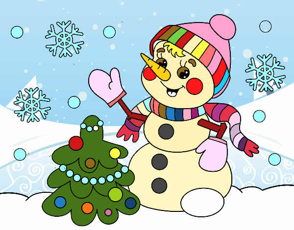 Desenho Boneco de neve do cartão de Natal pintado por luzinda